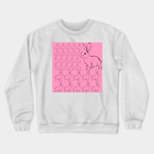 Rose Pink Bunny Rabbits Crewneck Sweatshirt